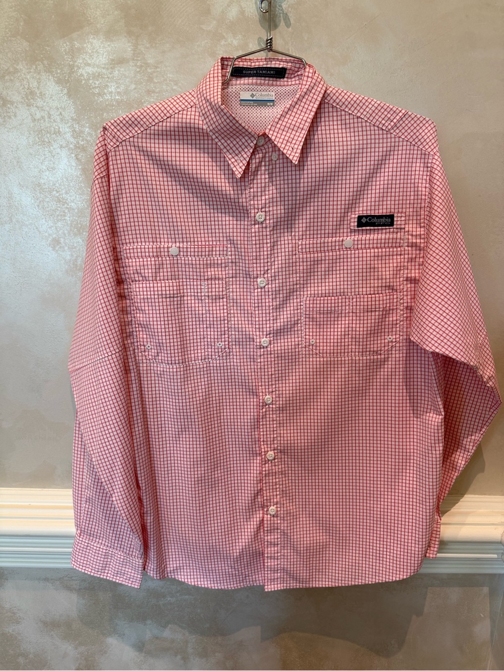 Columbia PFG Men's Red Check Button-Down Shirt